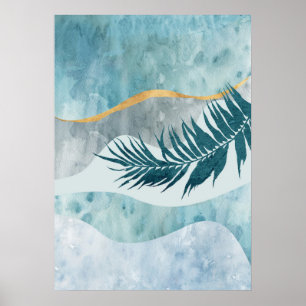 Modern Abstract Botanical Leaf Wall Art Poster