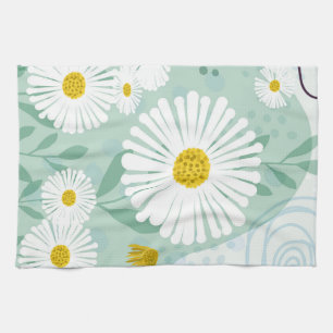 Modern Abstract Botanical Seaside Daisy Tea Towel