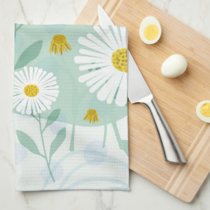 Modern Abstract Botanical Seaside Daisy Tea Towel