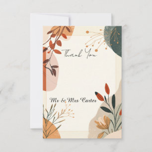 Modern Abstract Botanical Wedding Thank You Card