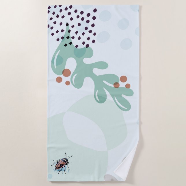 Modern Abstract Botanical Yellow Billy Button Beach Towel (Front)
