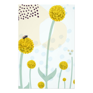 Modern Abstract Botanical Yellow Billy Button Photo Print