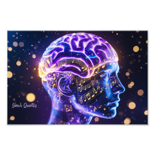 Modern Abstract Brain Art with Musical Notes Photo Print