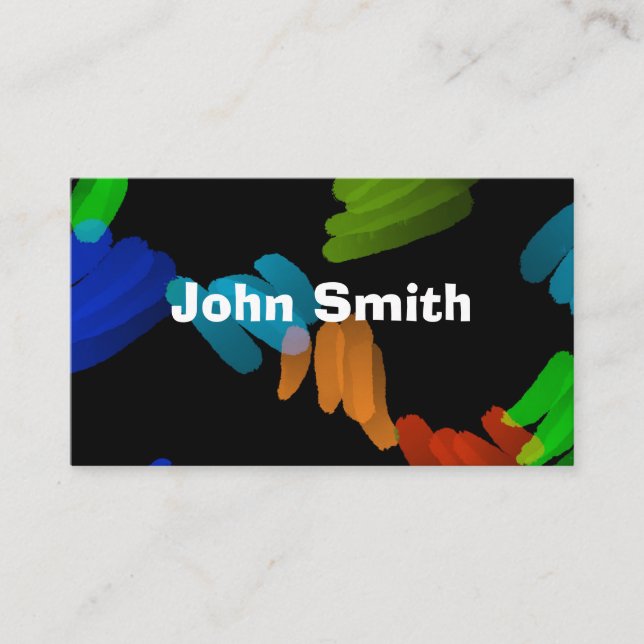 modern abstract bright paint stroke custom business card (Front)