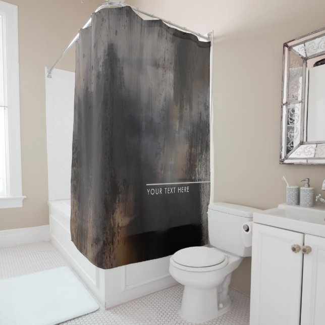 Modern Abstract Brown Artistic Shower Curtain (In Situ)