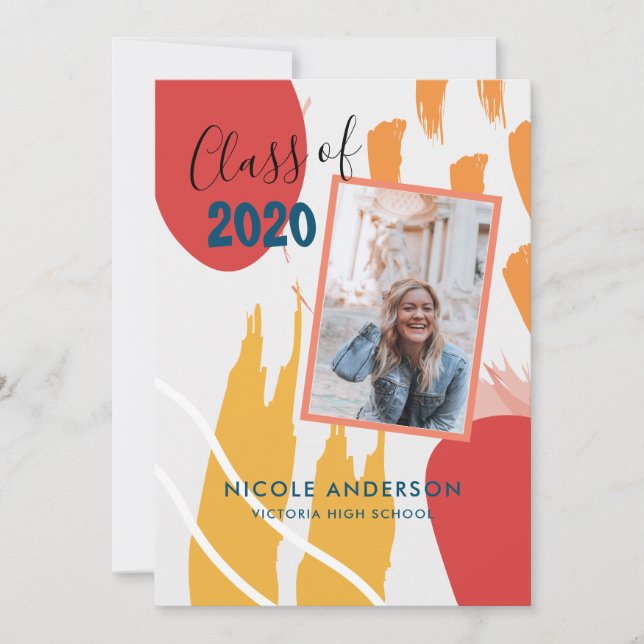 Modern Abstract Brush Stroke Graduation Invitation (Front)