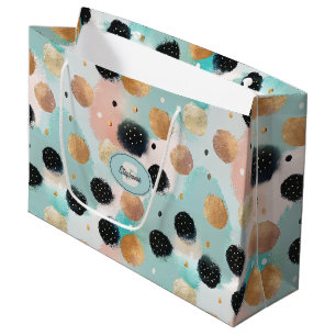 Modern Abstract Brushstroke & Polka Dot Pattern Large Gift Bag