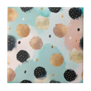 Modern Abstract Brushstroke & Polka Dot Pattern Tile