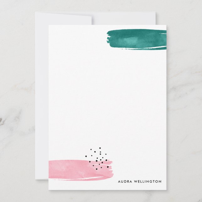 Modern Abstract Brushstrokes Stationery Flat Card (Front)