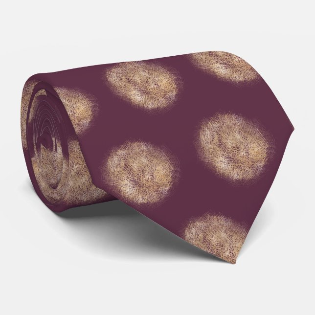 Modern Abstract Burgundy Gold Neck Tie (Rolled)