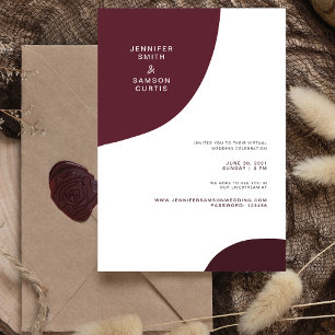 Modern Abstract Burgundy Virtual Wedding Invitation