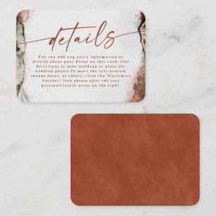 Modern Abstract Burnt Orange Fall Wedding Details Enclosure Card