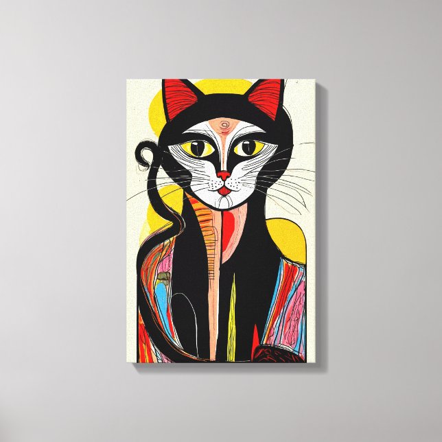 Modern Abstract Cat Art for Stylish Spaces Canvas Print (Front)