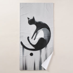 Modern Abstract Cat – Minimalist Design Art Bath Towel