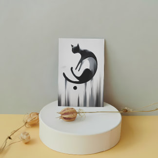 Modern Abstract Cat – Minimalist Design Art Postcard