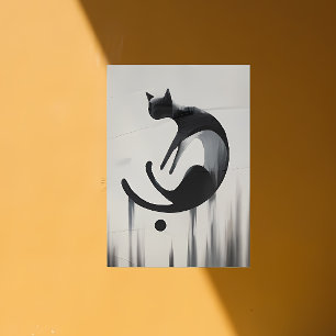Modern Abstract Cat – Minimalist Design Art Poster