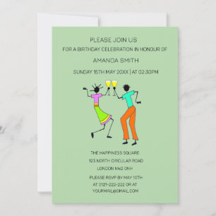 Modern abstract Cheers and Cheers Birthday Invitation