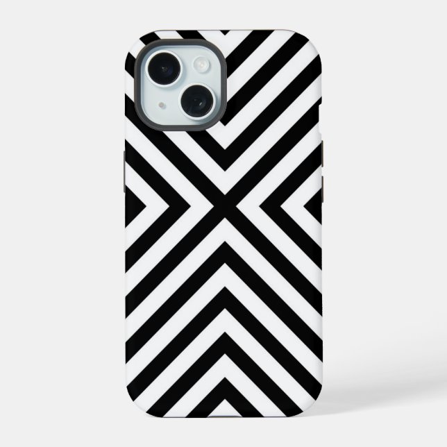 Modern Abstract Chevron Pattern iPhone 15 Case (Back)