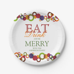 Modern Abstract Christmas Party Circles   Holidays Paper Plate