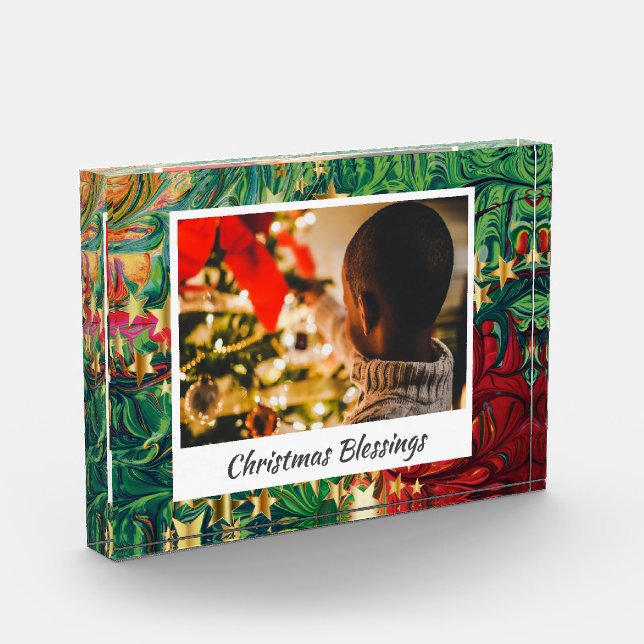 Modern Abstract CHRISTMAS STARS Photo Keepsake (Left)