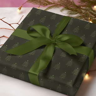 Modern Abstract Christmas Tree Dark Green Holiday Wrapping Paper
