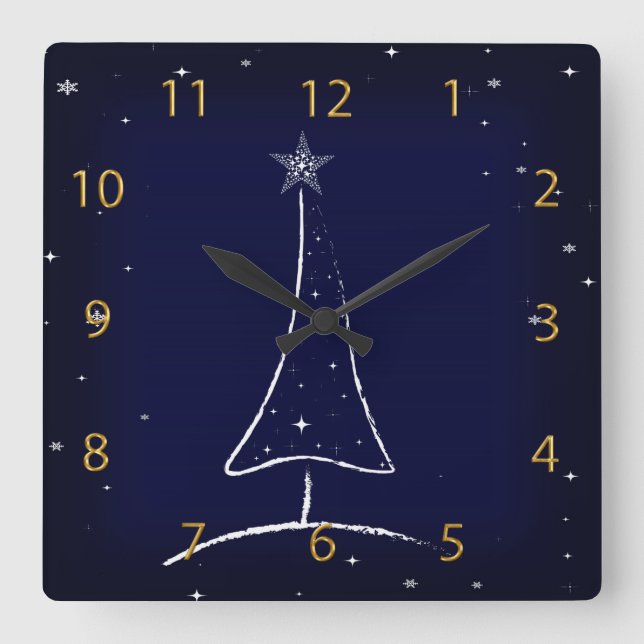 Modern Abstract Christmas Tree Square Wall Clock (Front)