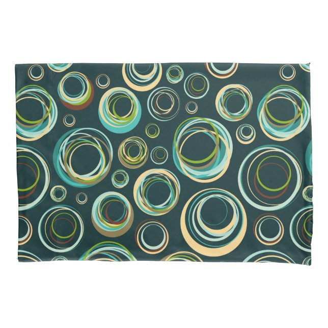 Modern Abstract Circle In Black Green And Blue Pillowcase (Front)