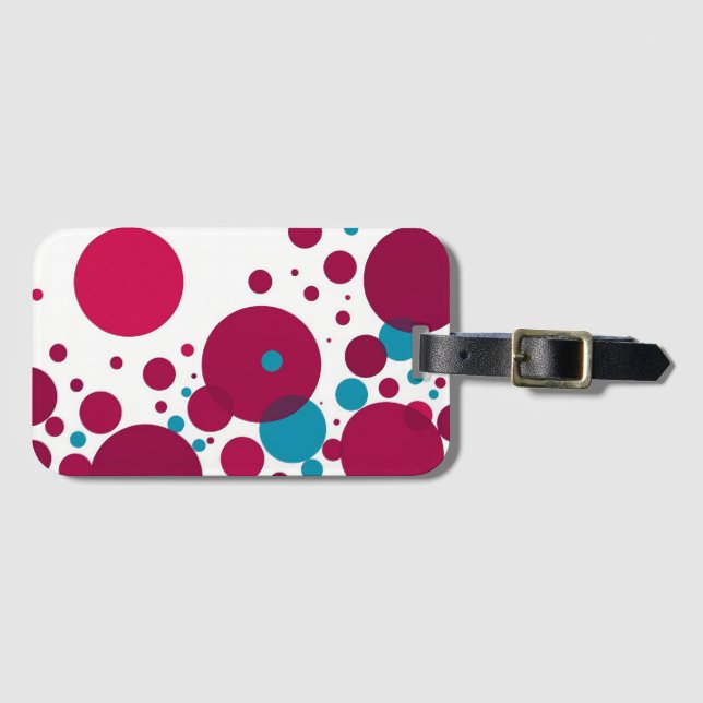 Modern Abstract Circle Pattern Red Blue Geometric  Luggage Tag (Front Horizontal)