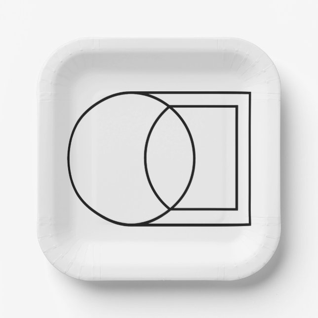 Modern Abstract Circle Square Art  Paper Plate (Front)