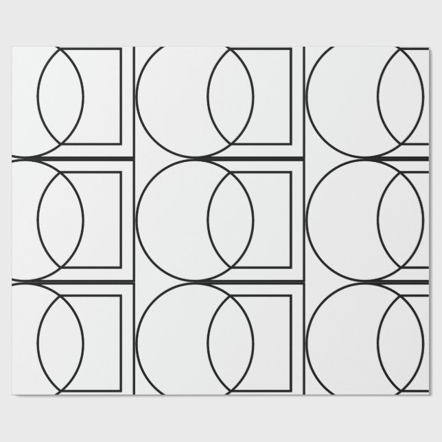 Modern Abstract Circle Square Art  Wrapping Paper (Flat)