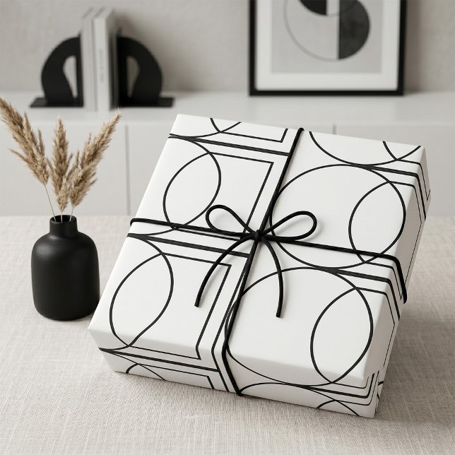 Modern Abstract Circle Square Art  Wrapping Paper (Creator Uploaded)