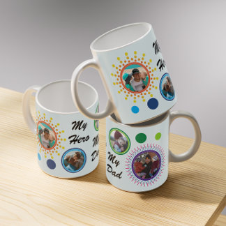 Modern Abstract Circle Trendy Dad Photo Collage Coffee Mug