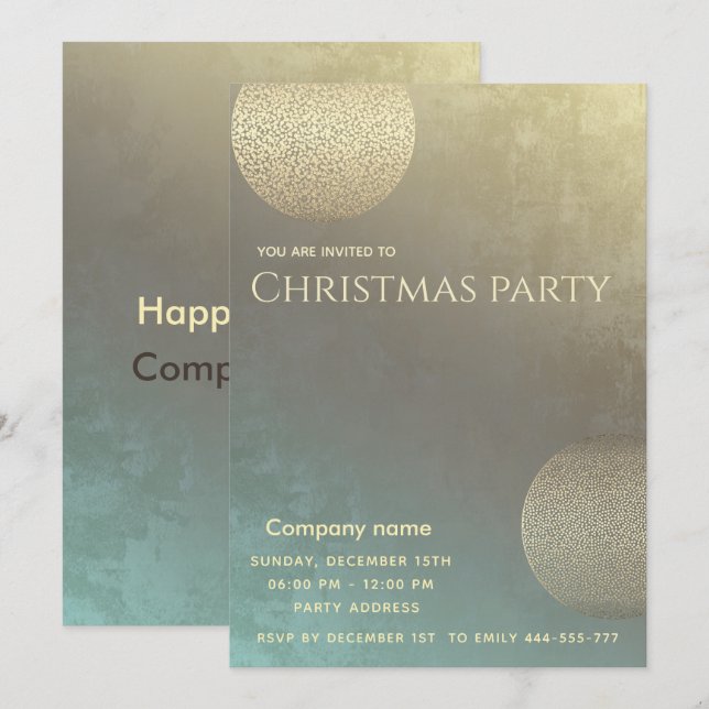 Modern abstract circles corporate Christmas party  Invitation (Front/Back)