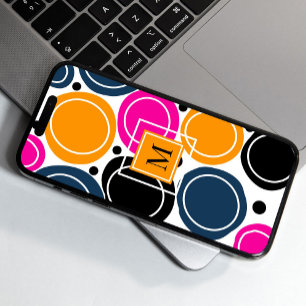 Modern Abstract Circles Monogram Pink Teal Case-Mate iPhone 14 Case