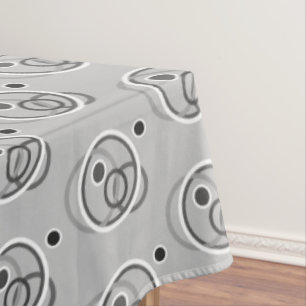 Modern Abstract Circles on Light Silver Grey Tablecloth