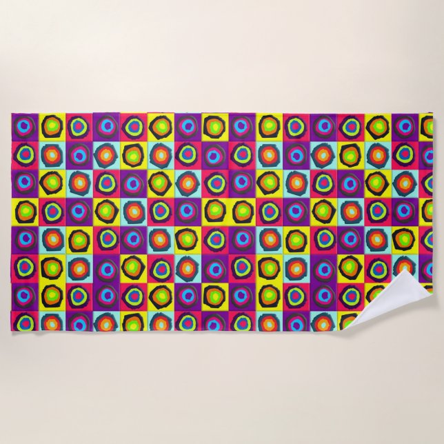 Modern Abstract Circles Pattern Beach Towel (Front)