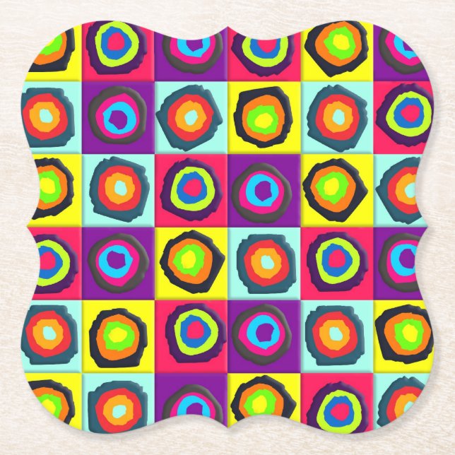 Modern Abstract Circles Pattern Paper Coaster (Front)