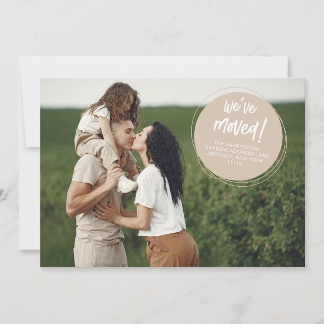 Modern Abstract Circles Photo Moving Announcement (Front)