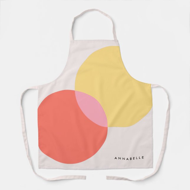 Modern Abstract Circles Red Yellow Pink Minimalist Apron (Front)