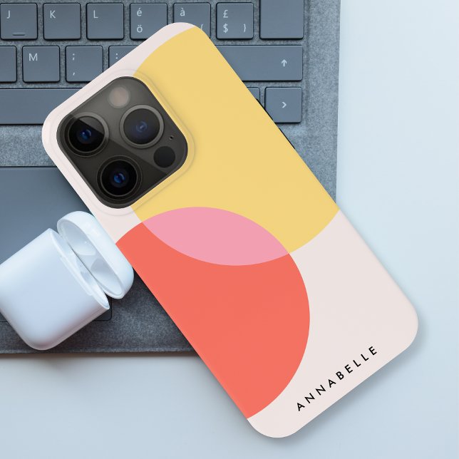 Modern Abstract Circles Red Yellow Pink Minimalist Case-Mate iPhone Case (Creator Uploaded)