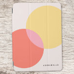 Modern Abstract Circles Red Yellow Pink Minimalist iPad Air Cover<br><div class="desc">A modern abstract design featuring 2 overlayed circles in yellow and red with a pink overlap. The design features a contemporary typography name or monogram which can easily be customised for a design as unique as you are!</div>