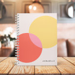 Modern Abstract Circles Red Yellow Pink Minimalist Notebook<br><div class="desc">A modern abstract design featuring 2 overlayed circles in yellow and red with a pink overlap. The design features a contemporary typography name or monogram which can easily be customised for a design as unique as you are!</div>