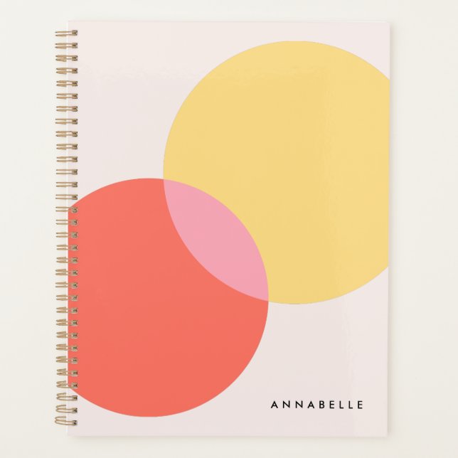 Modern Abstract Circles Red Yellow Pink Minimalist Planner (Front)