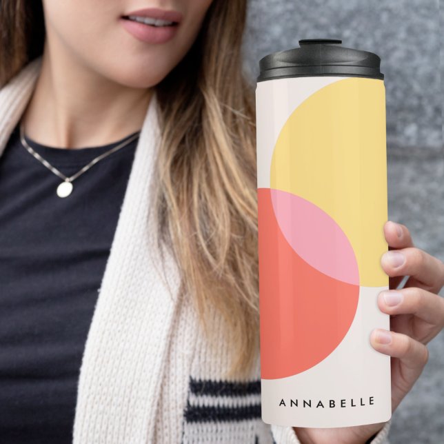 Modern Abstract Circles Red Yellow Pink Minimalist Thermal Tumbler (Creator Uploaded)