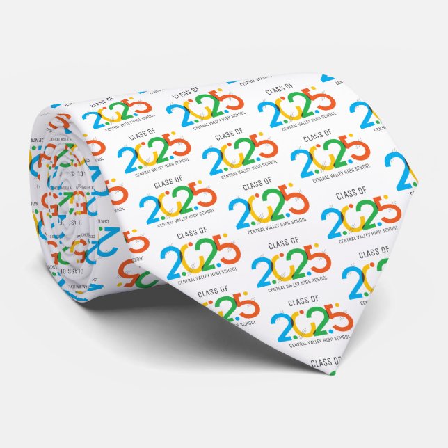 Modern Abstract Class of 2025 Tie (Rolled)