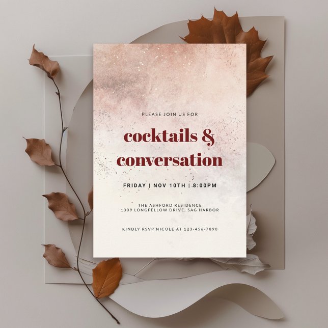 Modern Abstract Cocktails and Conversation Party Invitation (This invitation is available in both printed and instant download digital formats.)