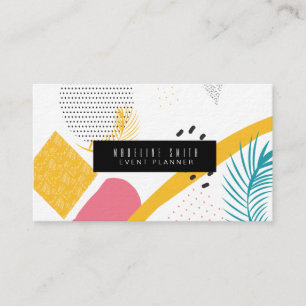 Modern Abstract Collage Tropical Coral Teal Business Card
