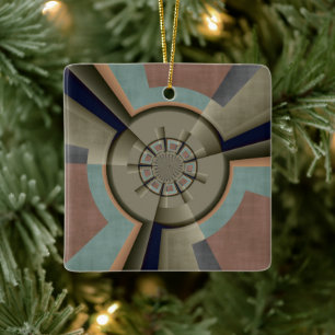 Modern Abstract Color Harmony Fractal Art Graphic Ceramic Ornament