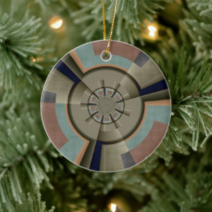 Modern Abstract Color Harmony Fractal Art Graphic Ceramic Tree Decoration