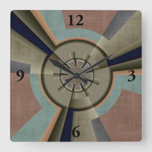 Modern Abstract Color Harmony Fractal Art Graphic Square Wall Clock